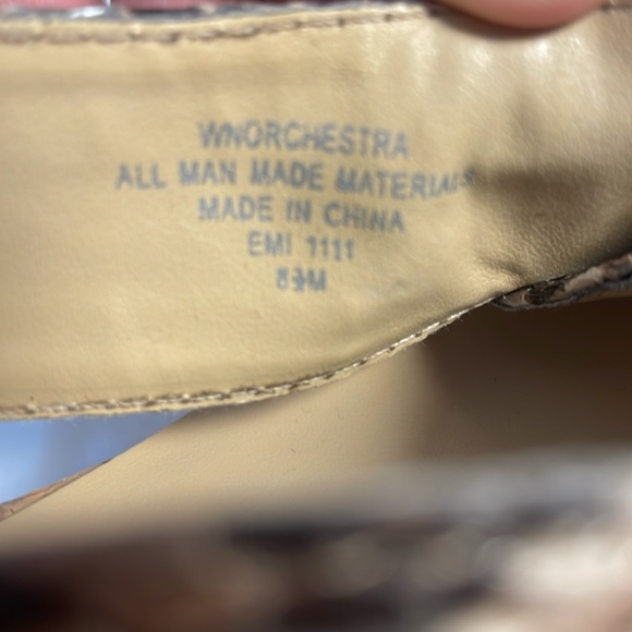 NINE WEST Snakeskin Cork Bottom 4” Heels Crossover Straps Sandals Classic 8.5M - Picture 8 of 16